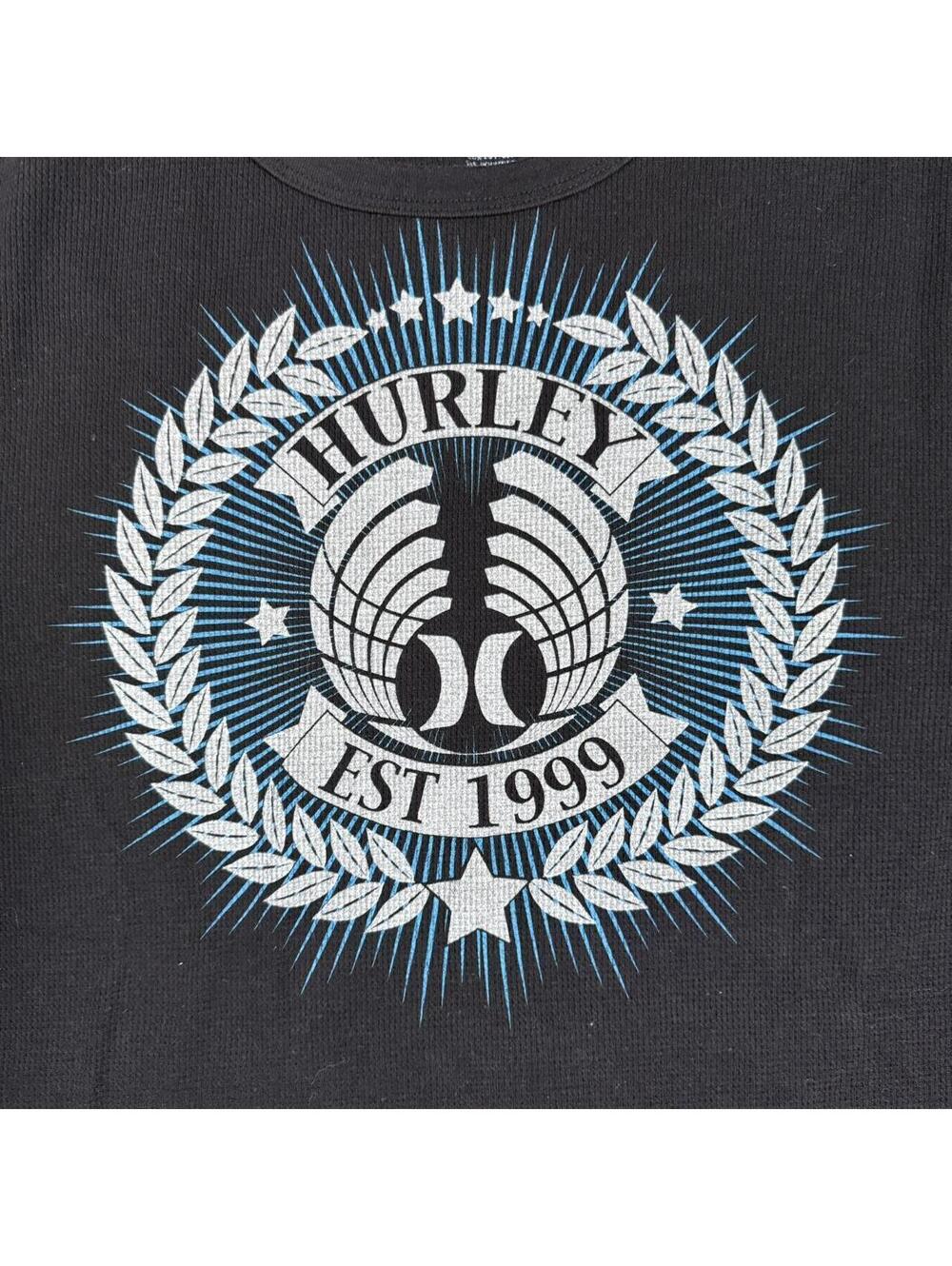 Hurley black thermal surf long sleeve shirt with blue and white design - Picture 3 of 6